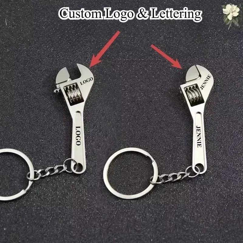 Custom Keychain Personalized Mini Wrench Keyring Simulation Tool Key chain Metal Creative Car Bag Pendant Men Special Gift