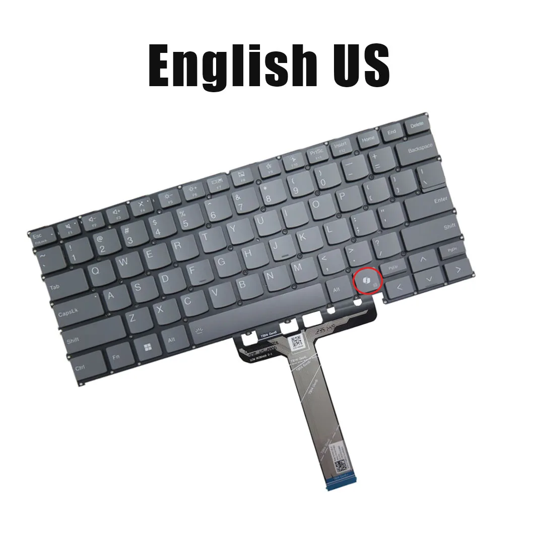 

Новая клавиатура для ноутбука Lenovo PH4CLXB-US LCM22H33USJ686A PK138ZC1D00 SN21P39922 с кнопкой AI и подсветкой, серая