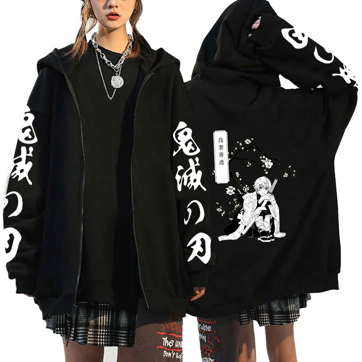 Demon Slayer Anime Harajuku Hoodies Men Women Rengoku Kyoujurou Graphic Zip Hoodie Pullover Kimetsu No Yaiba Sudaderas Hombre