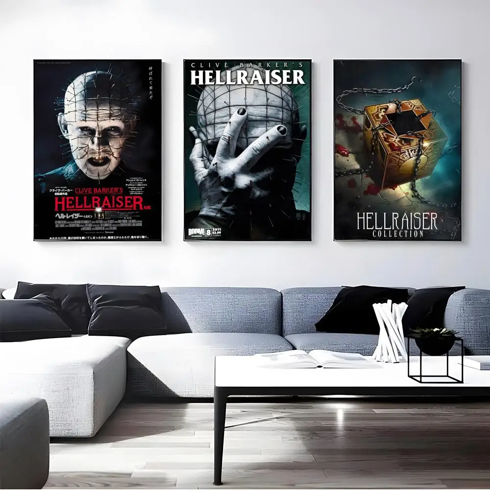 Movie Hellraiser Poster Self-adhesive Art Waterproof Paper Sticker Coffee House Bar Room Wall Decor
