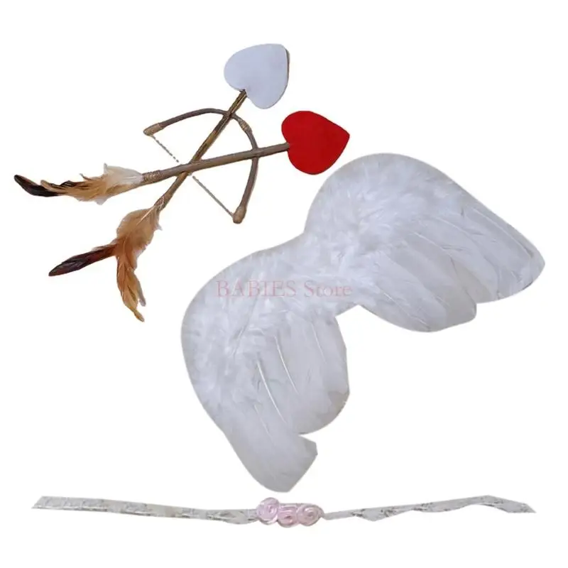 

Upgraded Baby Photography Props Angel Wings Arrows Bow Set Baby Angel Cupid Costume Performance Angel Outfits