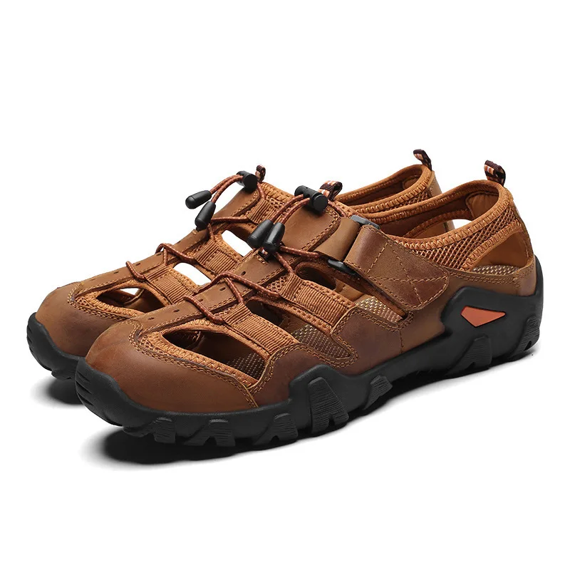 Oulylan Baotou sandalias de playa para hombre, zapatos de verano para hombre, sandalias antideslizantes informales para exteriores, zapatos con agujeros huecos a la moda