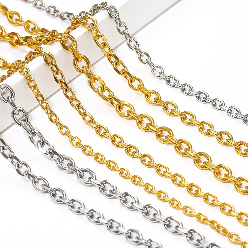Cadenas Planas Delgadas En Forma De O Para Bisutería – Rollo De 5 Metros, K-Dorado, Para Pulseras Y Collares DIY
