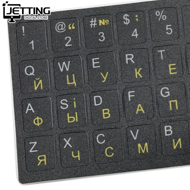 Ukraine Language Ukrainian Keyboard Sticker Layout Durable Alphabet Black Background White Letters for Universal PC Laptop