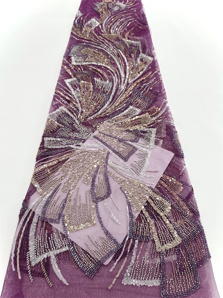 Новейшие нигерийские кружевные ткани, модные женские африканские тюлевые кружевные роскошные кружевные ткани с блестками и бисером для свадебных платьев