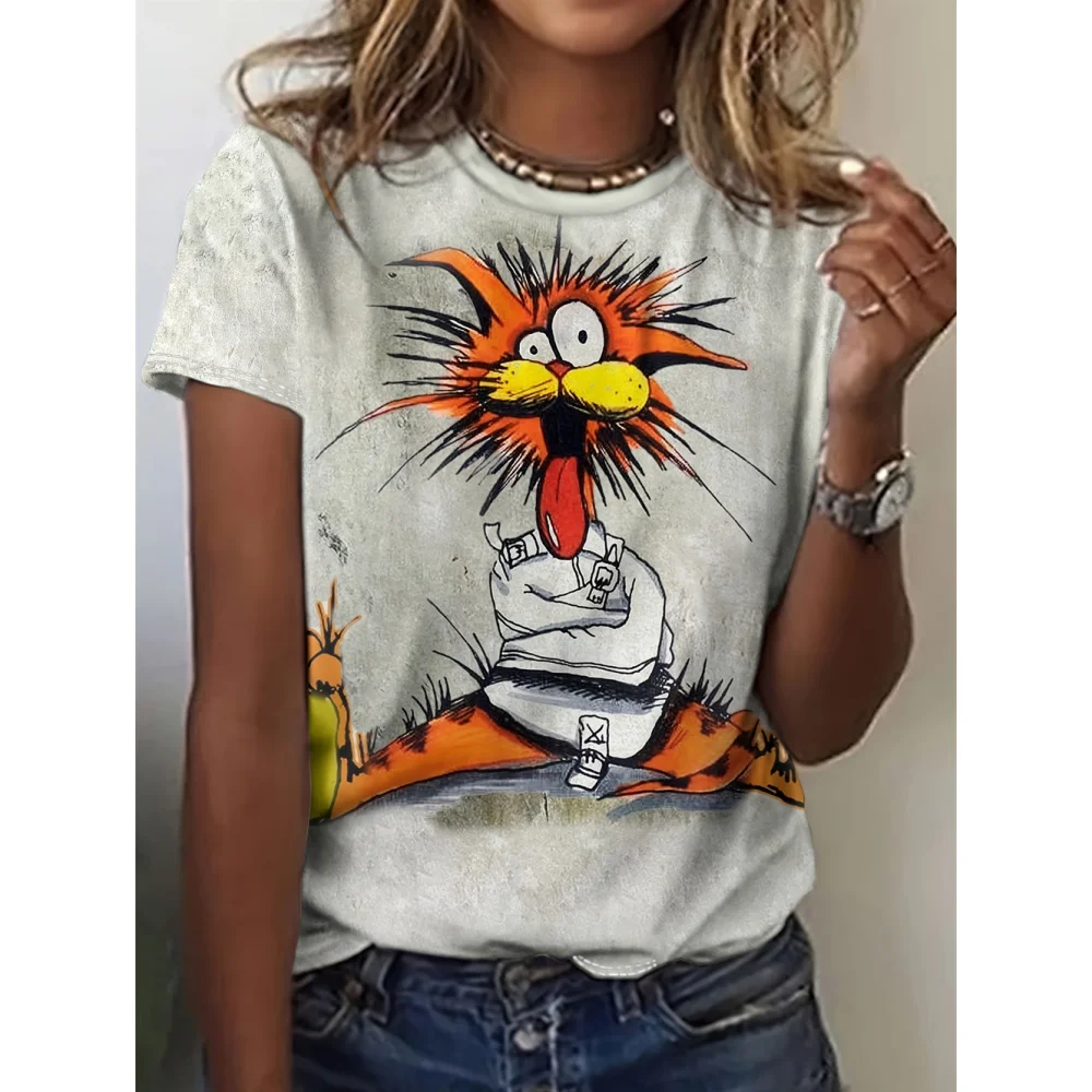 Женская футболка с забавным животным 3d принтом, футболка с милыми животными в стиле Харадзюку, повседневный топ с короткими рукавами, женская одежда больших размеров
