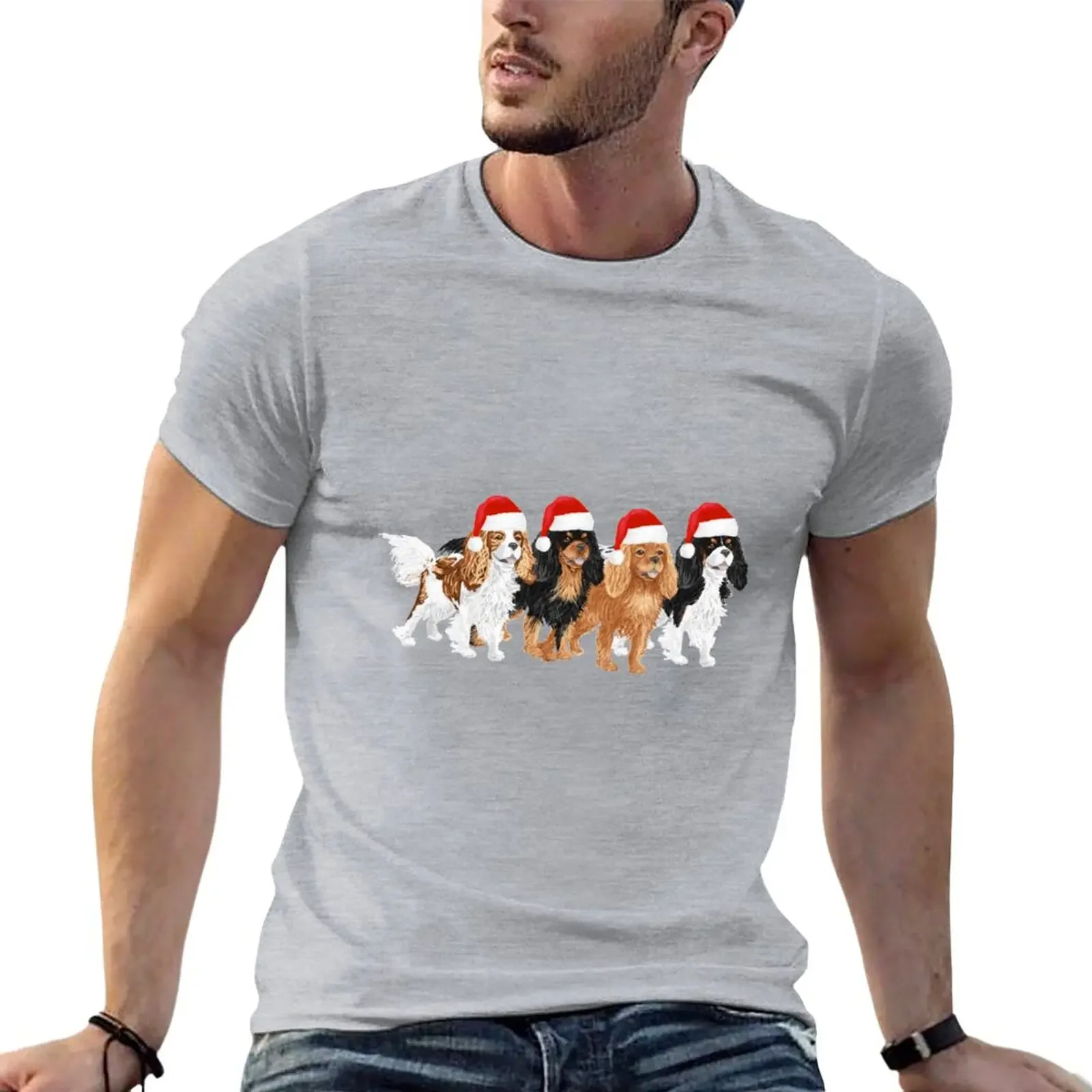 Christmas Cavaliers T-Shirt boys whites summer top cute tops t shirts for men cotton