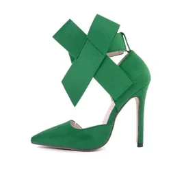 New Women Pumps Shoes Fashion Bow High Heels Shallow Classic Pointed Toes Heels Stilettos Empty Thin Jazz Dance Wedding Shoes