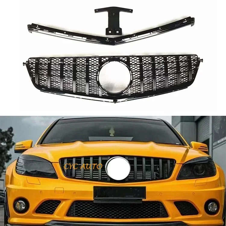 Facelift GT R style Front Bumper Grille with black mesh For Mercedes Benz C Class W204 C63 Original car 2008 2010 2014