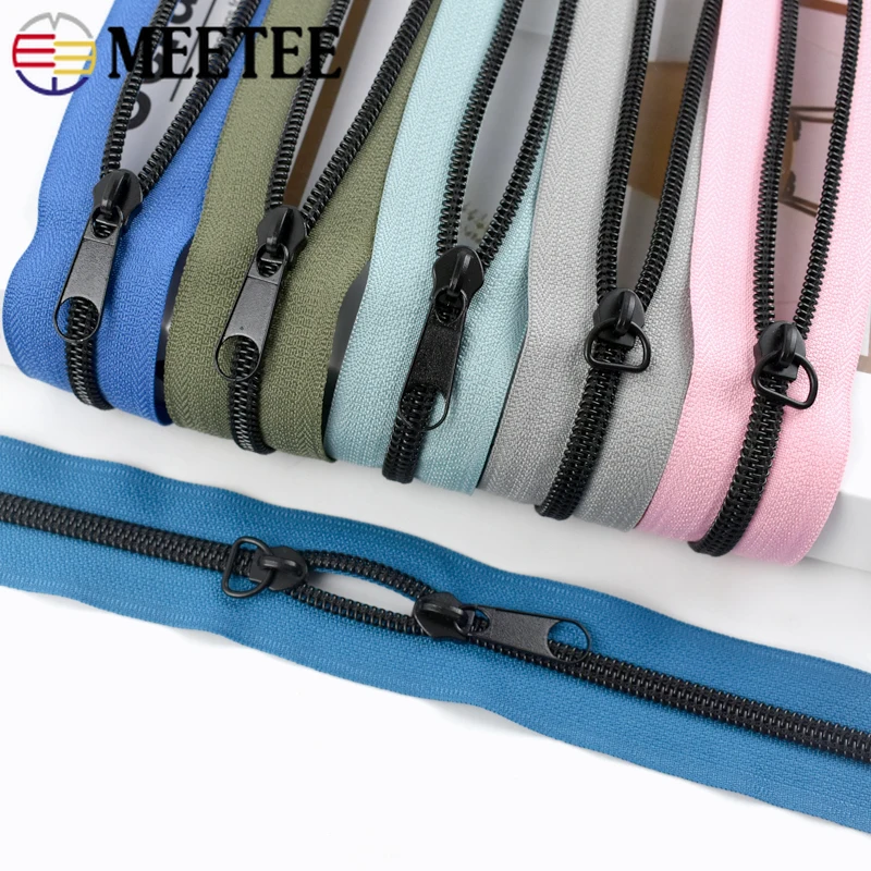 

2/5/10M 5# Nylon Zippers with Zipper Sliders Backpack Jacket Plastic Zip By the Meter Garment Zips Repair Kit DIY Accessories