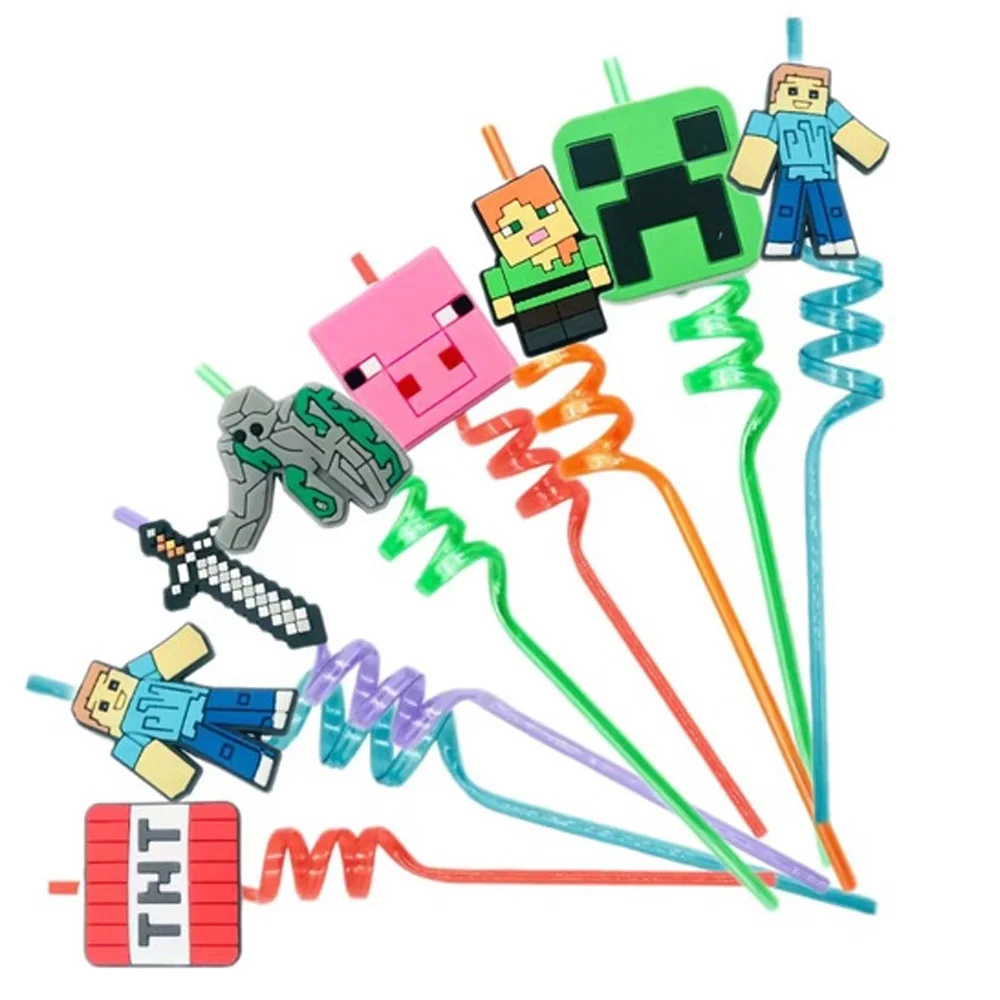 

16 шт., мой мир, видеоигра, пиксельная тематическая вечеринка, сувениры, игровой контроллер, соломинки для питья, подарки для детей, геймер, товары для дня рождения