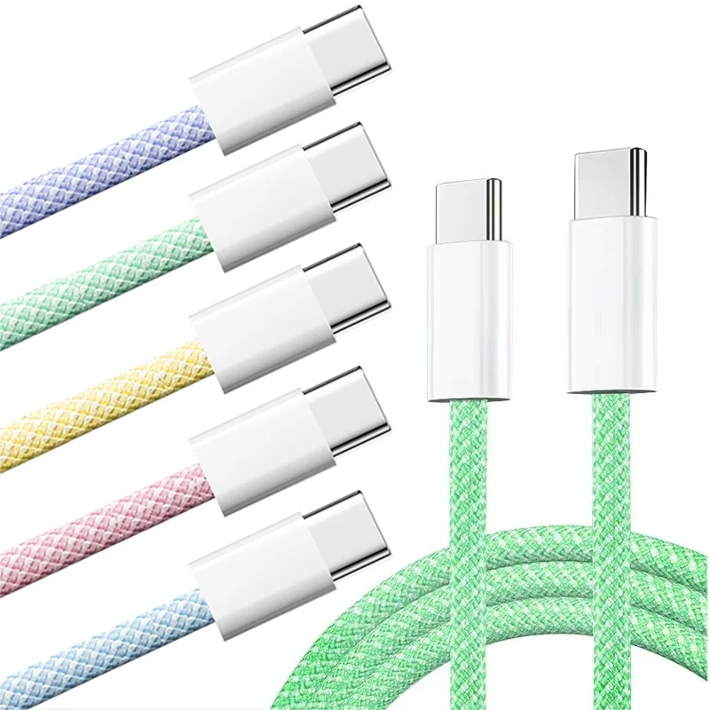 USB C to Type C Fast Charging PD 60W Mobile Phone Date Transmission Cable For iPhone Huawei Type C Nylon Braided Charger Cable