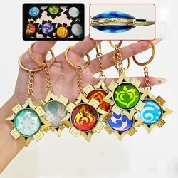 Natlan Visions Keychains Anime Impact Fontaine Clear Eye Of God Symbol Glasses Metal Keyring Halloween Party Backpack Pendant