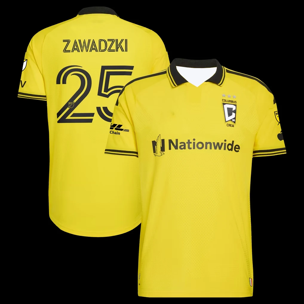 2026 Columbus Crew Fußballtrikot Gelb 3D-Druck Revers Sport-T-Shirt Bequem Atmungsaktiv Familien-Partnerlook – Detail 5