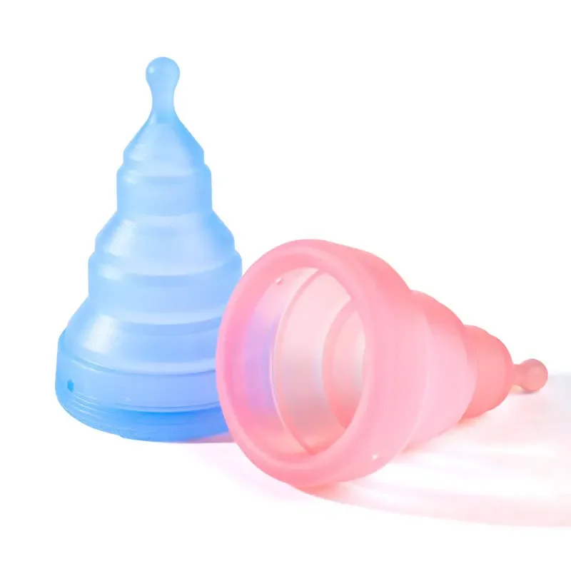 Collapsible Menstrual Cup Tower Shaped Cup Menstrual Soft Copa Menstrual Reusable Period Cup Foldable Mentrual Xicara