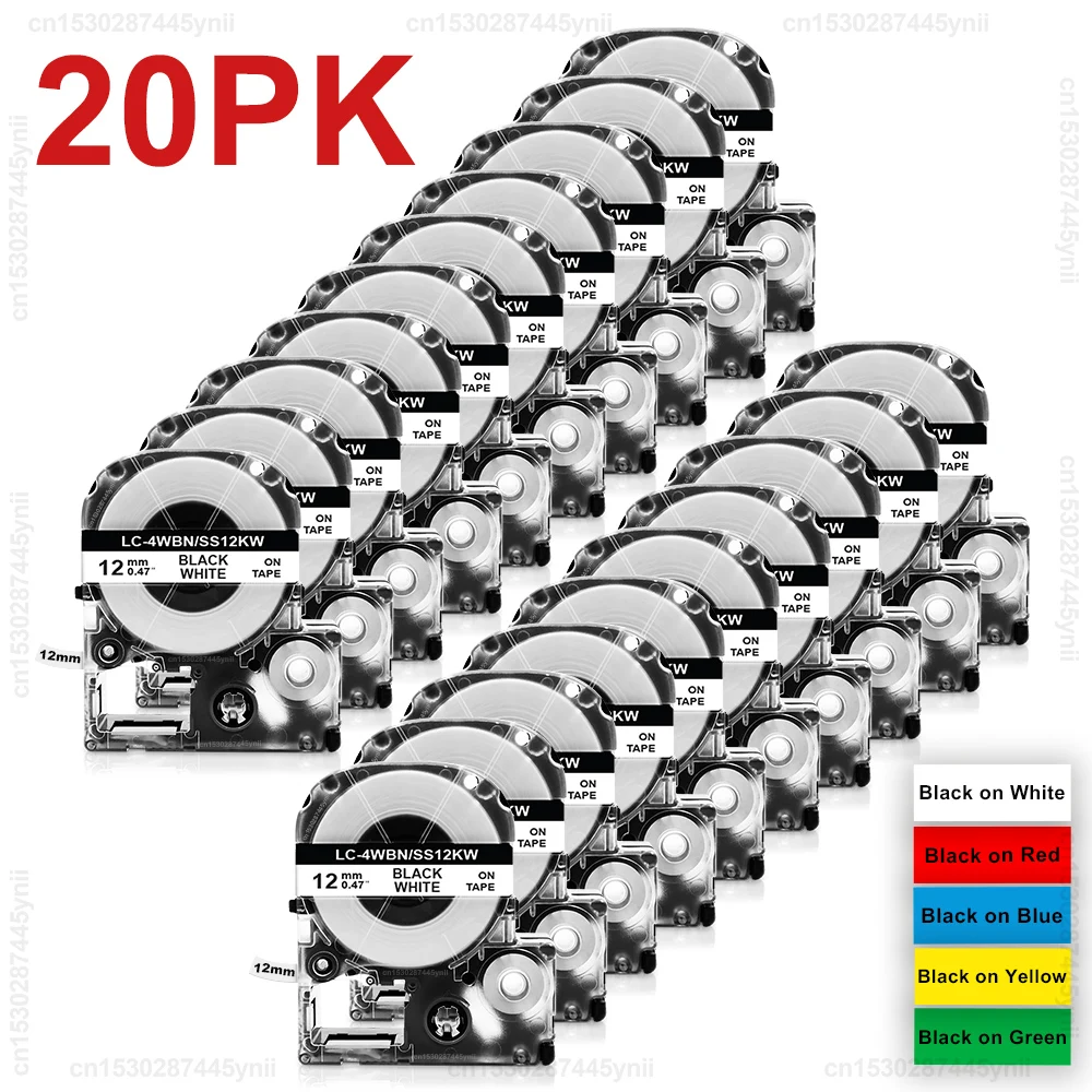 5/10/20PK SS12KW ST12KW Compatible Epson KingJim Label Tape SC12YW SC12KZ SD12KW 12mm Tape for Epson LW-300 LW-400 Label Maker