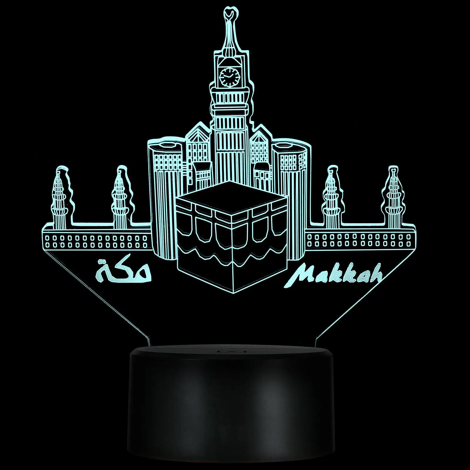 

1Pcs 3D Night Light Eid Theme Colorful Buildings Touch Control Bedside Lamp Bedroom Light Romantic Warm Atmosphere USB