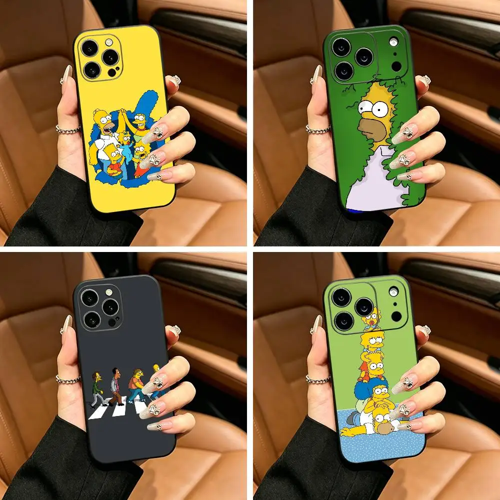 

S-Simpsons C-Cartoon Phone Case For iPhone 17,16,15,14,13,12,11 Pro Max,16/15/14Plus,XS Soft Black Cover