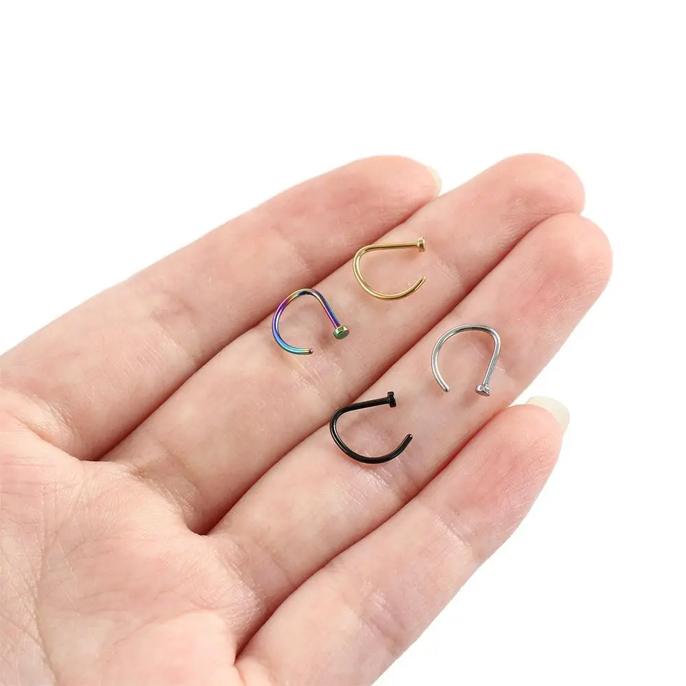 Creative Indian Style Nostril Septum Ring Nostril Titanium D-type Nose Hoop Nose Ring Body Jewelry Ear Cartilage Piercings