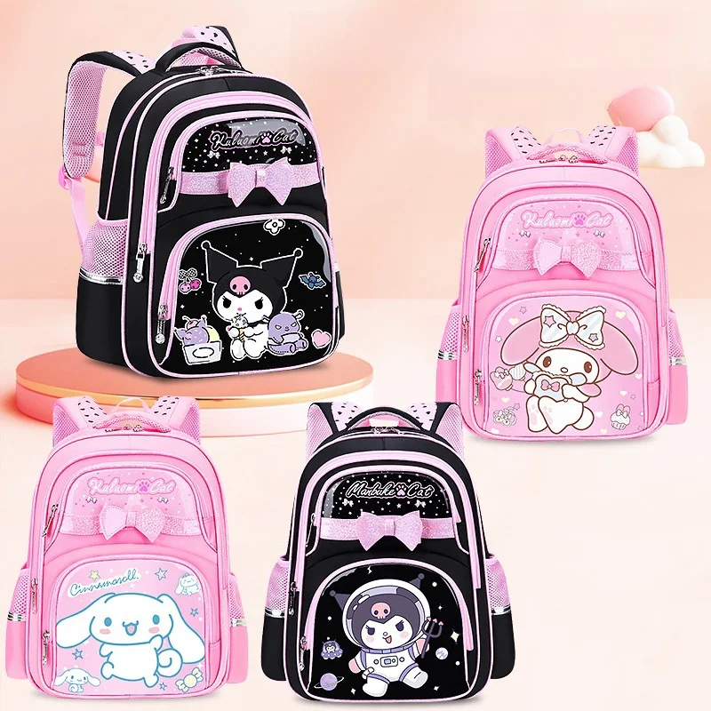 2024 New Kuromi My Melody Cinnamoroll Childrens Dirt Resistant Weight Reducing Sanrios Anime Kawaii Girls Cartoon Backpack Gift