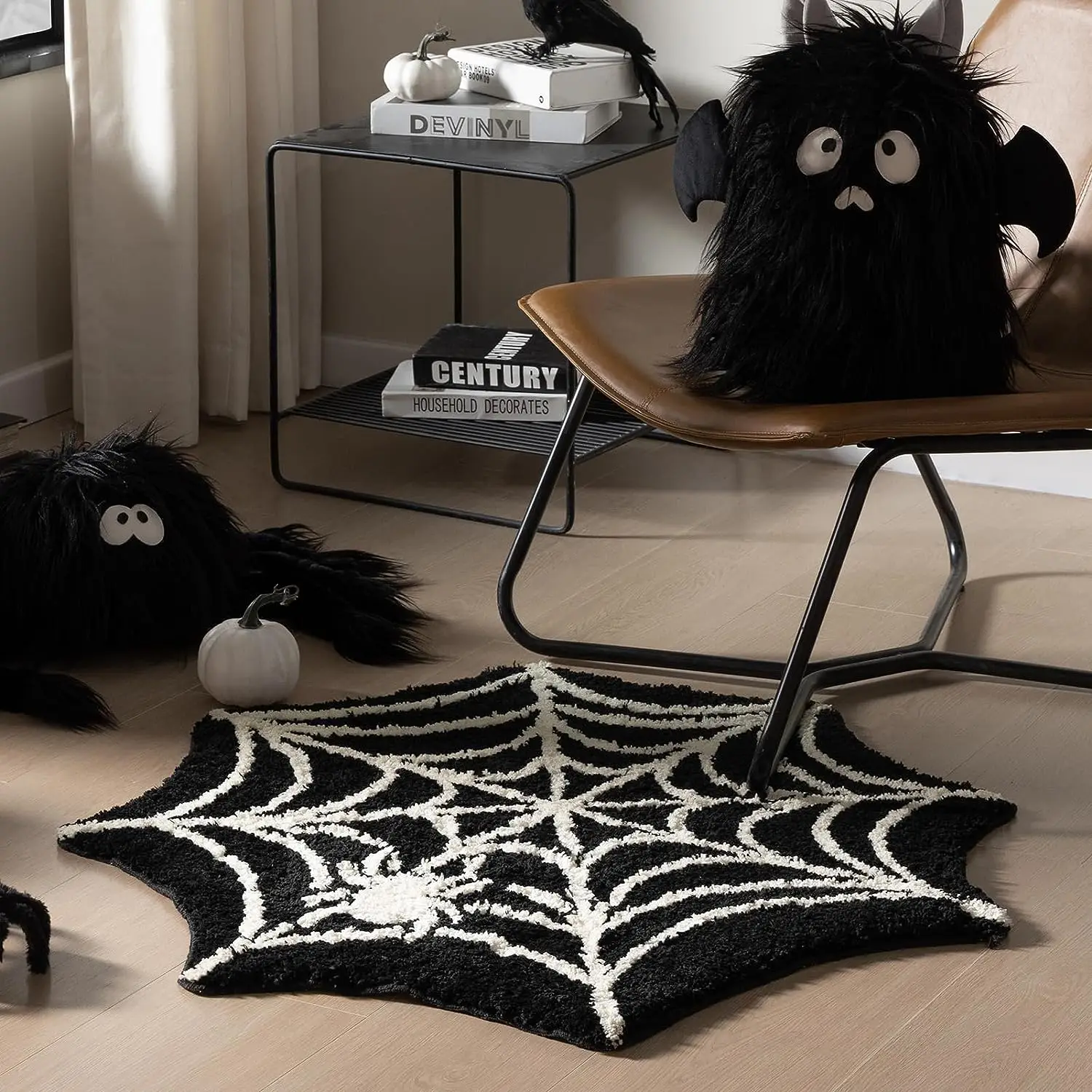 custom area rugs Black and white Halloween decorations Spider rug luxury fluffy carpet super anti slip absorbent bath mat