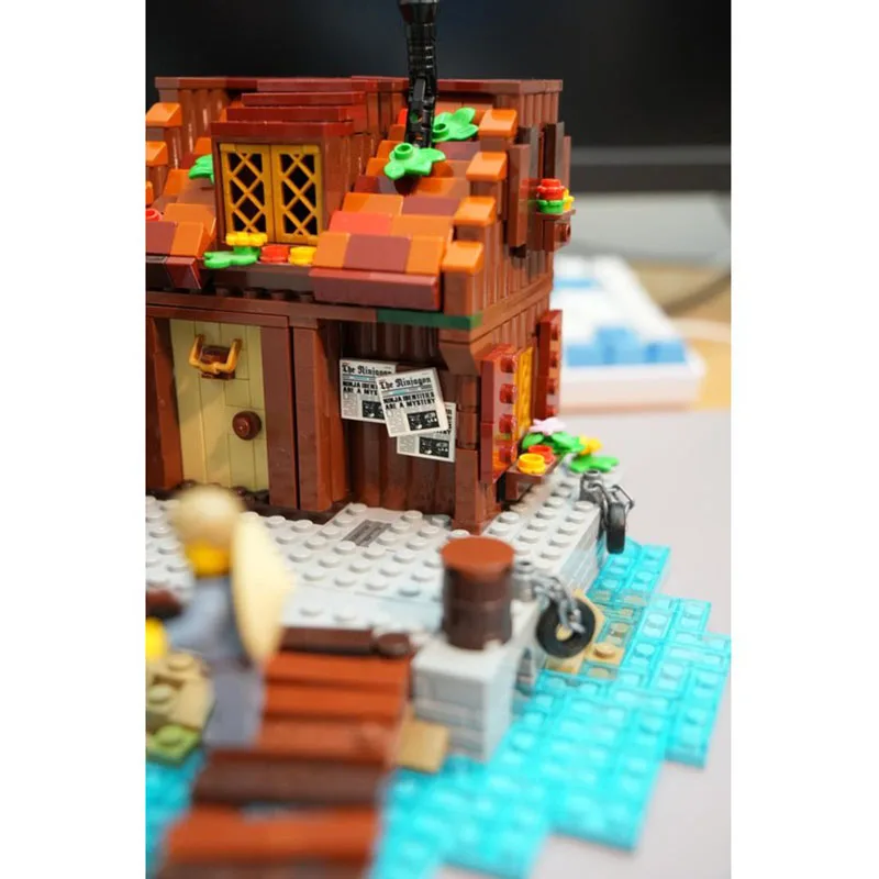 القراصنة القلعة نموذج Moc قوالب بناء وحدات صياد كوخ نموذج التكنولوجيا كتل عيد الميلاد لتقوم بها بنفسك لعبة هدايا البناء #6