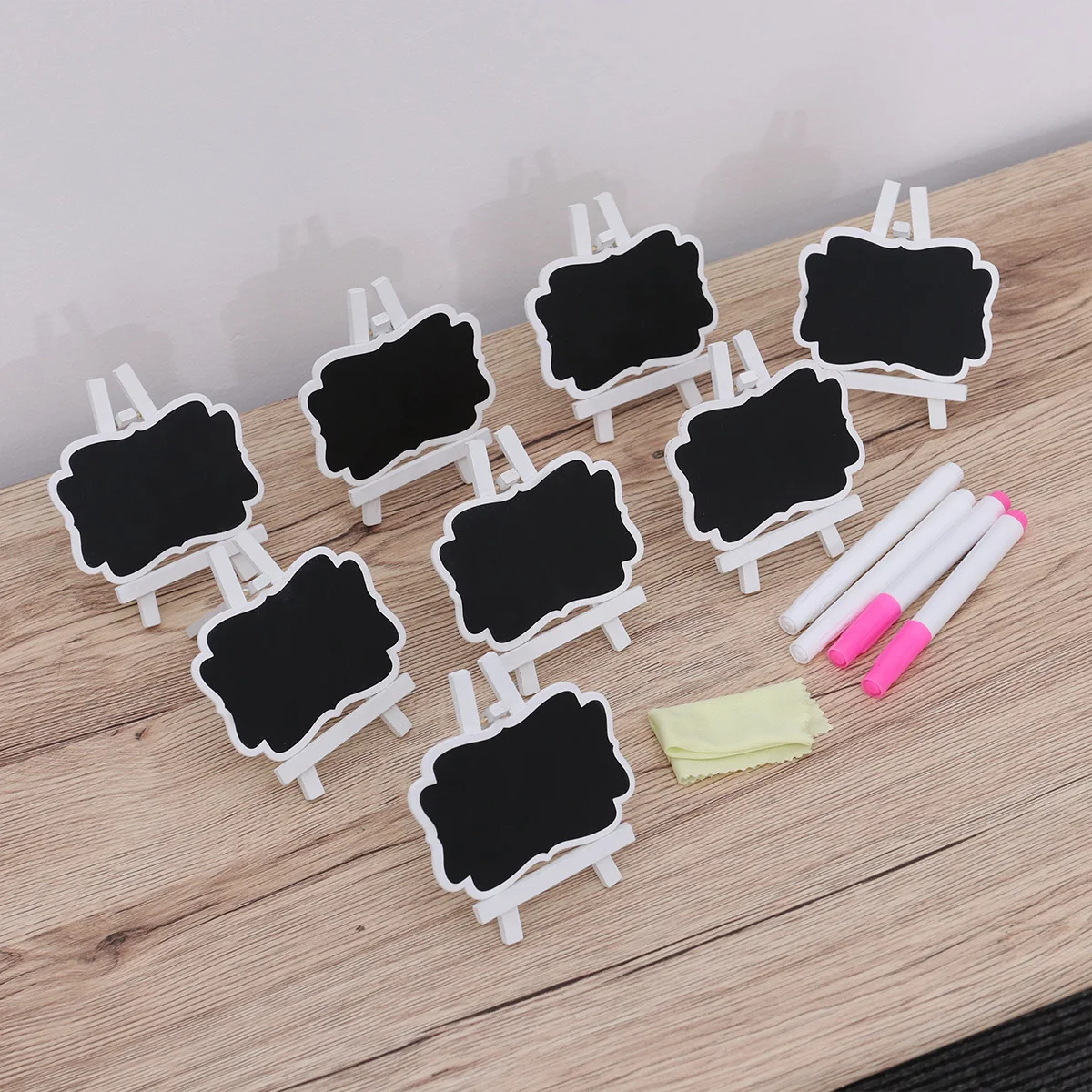 

8Pcs Mini Wooden Chalkboards Wipeable Signs for Wedding Party Table Numbers Home Decor with Removable Stands Pens