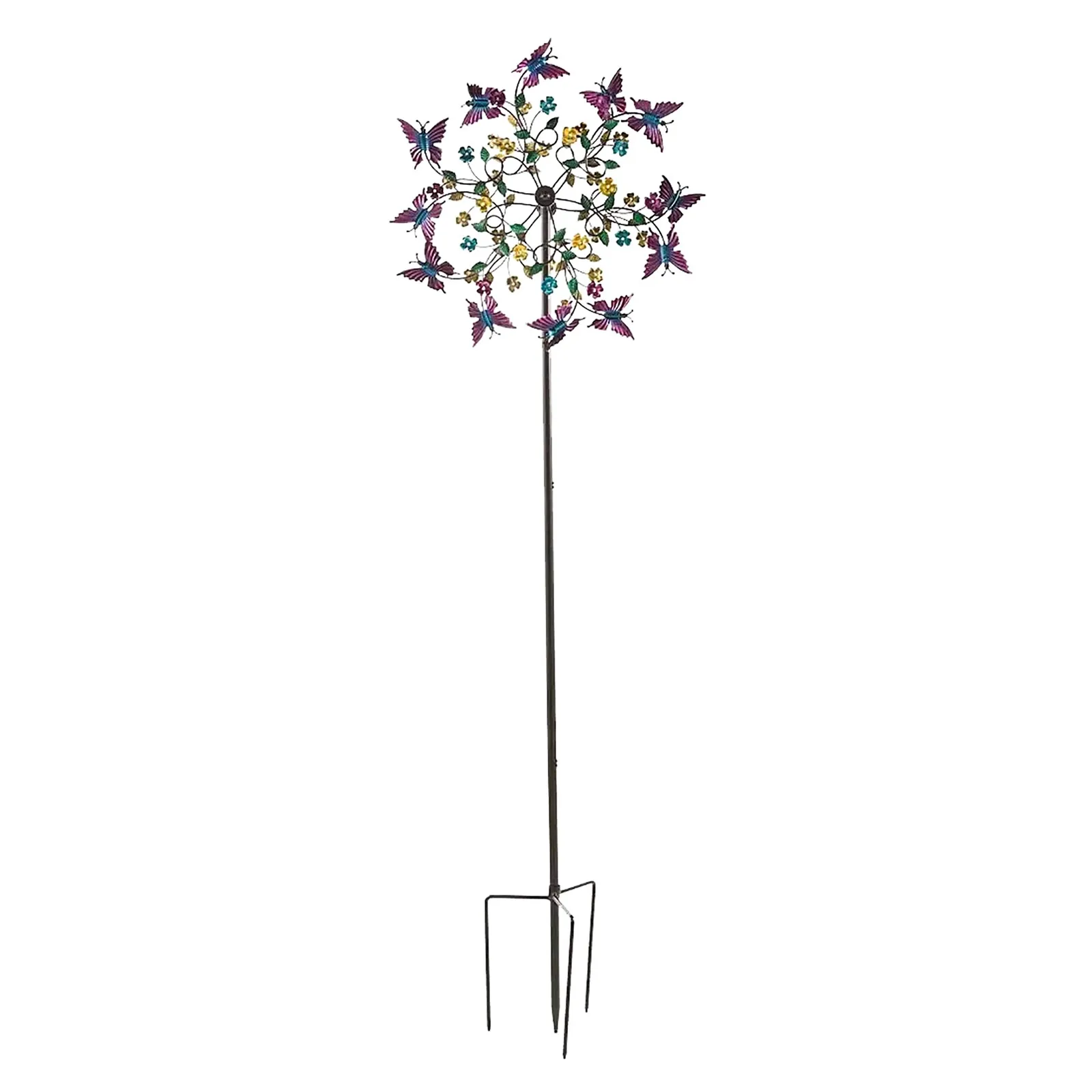 Colorful Butterfly Garden Wind Spinner Metal Stakes Flower Windmill Iron Art Handcrafts Garden Lawn Yard Decor Removable - view 6