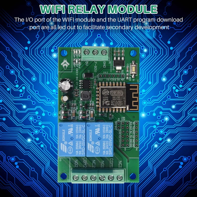 Релейный модуль Esp8266 Esp-12F Wi-Fi, 2-канальный сетевой переключатель 5 В/8-80 в для дистанционного управления приложением Arduino Ide Smart Home