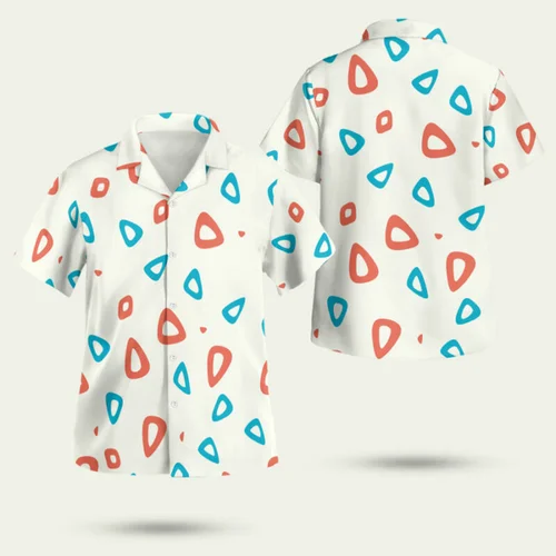 Imagen 1 del producto ""¡Sentido geométrico rojo-azul! Camisa hawaiana de arte pop: el revolucionario de la isla de la vibe artística ¡Último verano de 2025!""