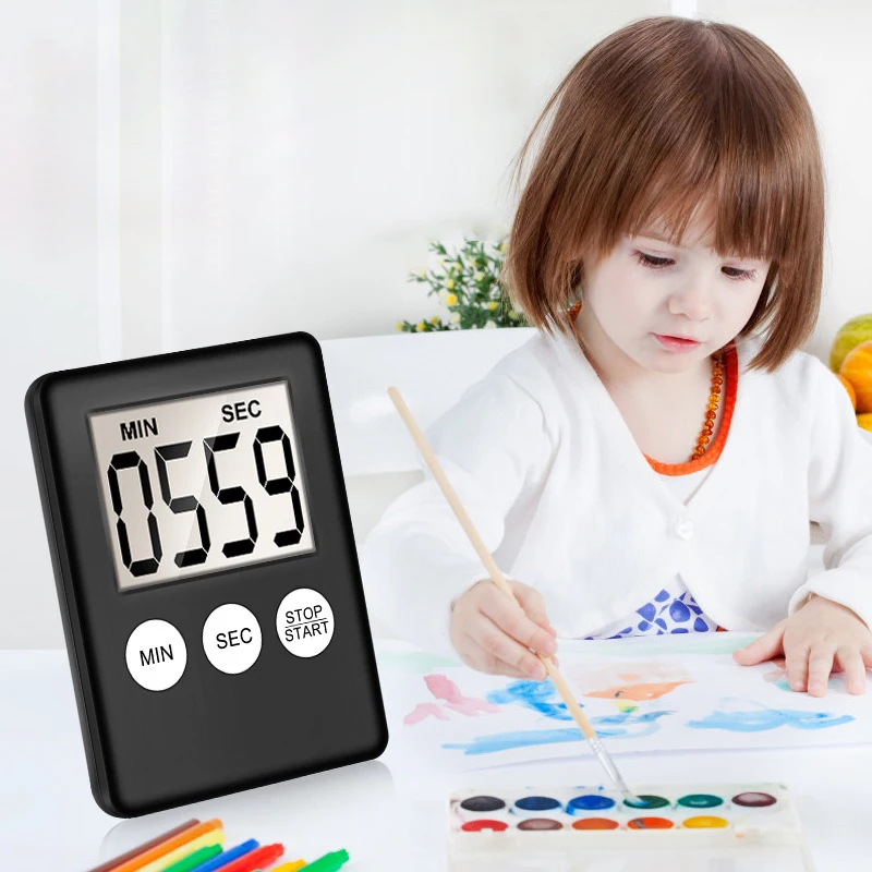 Digital Electronic Kitchen Timer Multi-Function Electronic Timer Stopwatch LCD Display Mini for Sports Exercise Baking Cooking