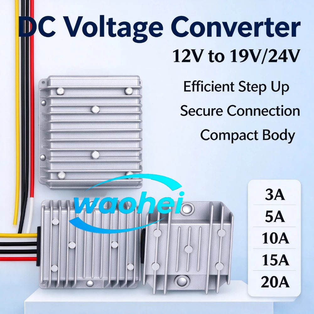 12V to 24V 19V 3A 5A 10A 15A 20A DC Step-up Converter Booster 12 Volt to 19 Volt Car Laptop Power Supply High Quality ROHS CE
