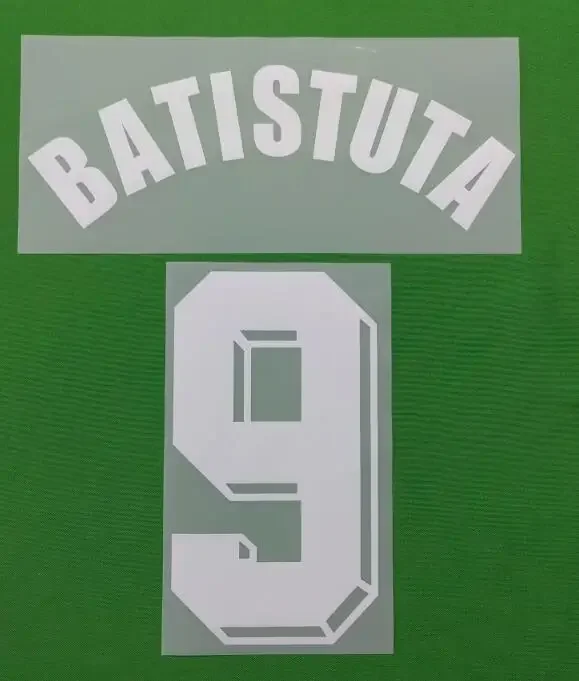 Super A Retro 1992 1997 1998 1999 2000 BATISTUTA RUI COSTA number font print, Hot stamping patches badges