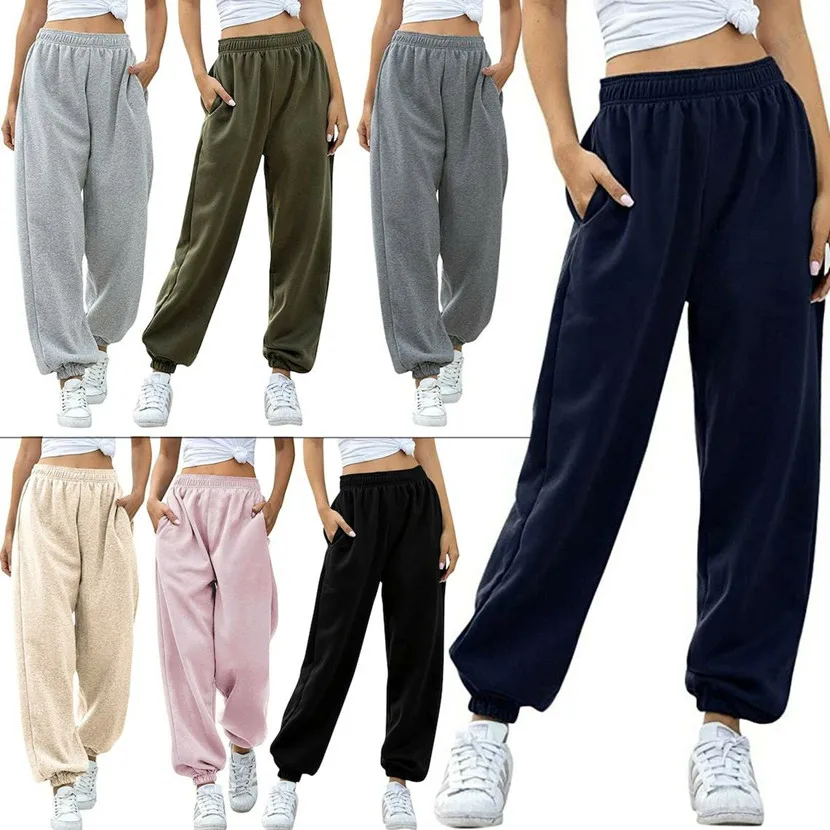 Winter Warm Pants Women's Fleece Sweatpants Bottom Daily Casual Jogger Long Pant Multicolor Autumn Female Solid Color Sweatpants