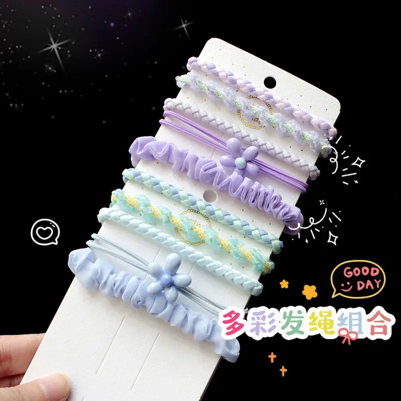 Sweet and cute cream colored pleated small intestine headband with elastic rubber band, high beauty headband, versatile