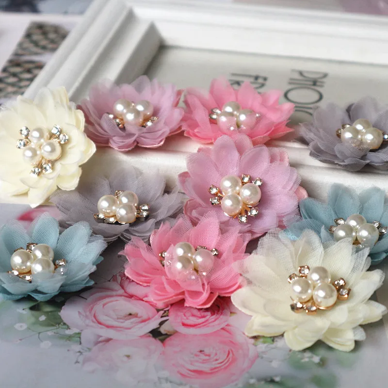 10PCS/Lot 5CM Handmade DIY Fabric Flowers Hair Accessories Garment Shoes Hats Decoration