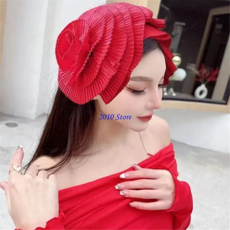 

F3MF Elegant Fascinator Pleated Floral Handmade Hair Accessories for Women Ladies