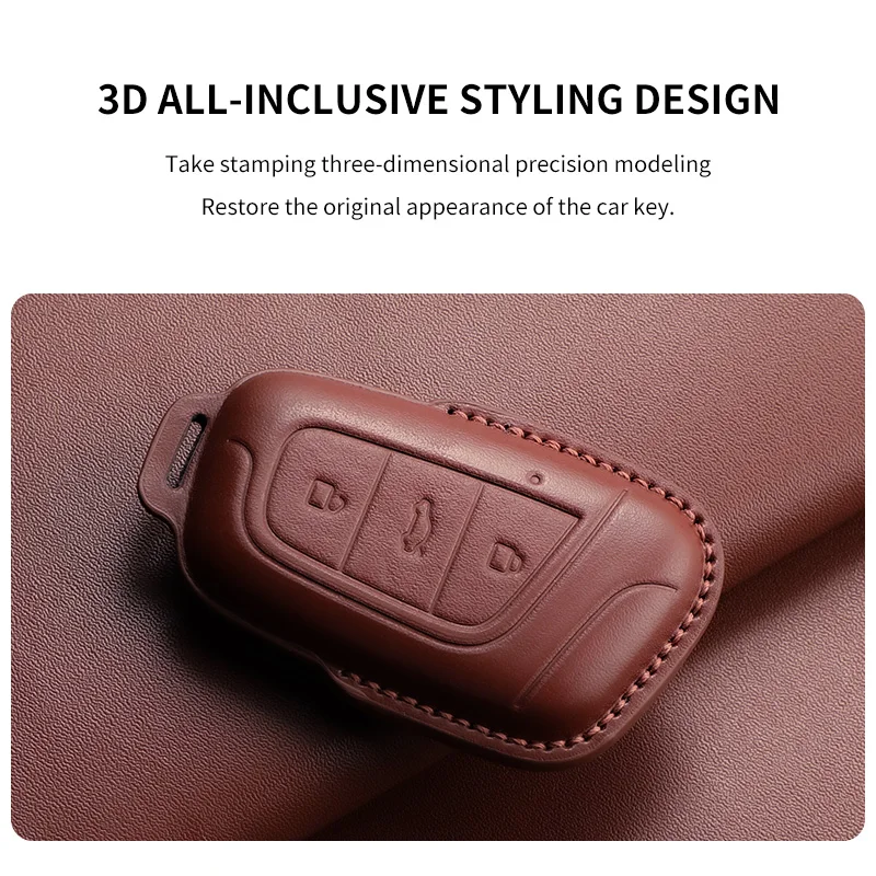 حافظة مفاتيح السيارة الجلدية غطاء فوب لشيري Eq1 ليتل النمل 3 زر سيارة الذكية عن بعد المفاتيح حامي قذيفة اكسسوارات الديكور #6