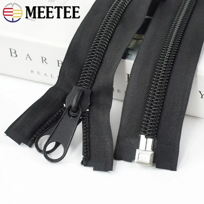 1Pc 10# 80-300cm Black Nylon Double Side Zippers Open-End Long Zipper Outdoor Tent Jacket Zips DIY Sewing Repair Kit Accessories