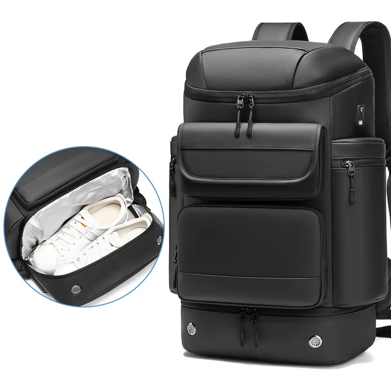 Mochila de viagem de grande capacidade para homens, mochila para laptop impermeável, mochila de negócios com sapato 50L