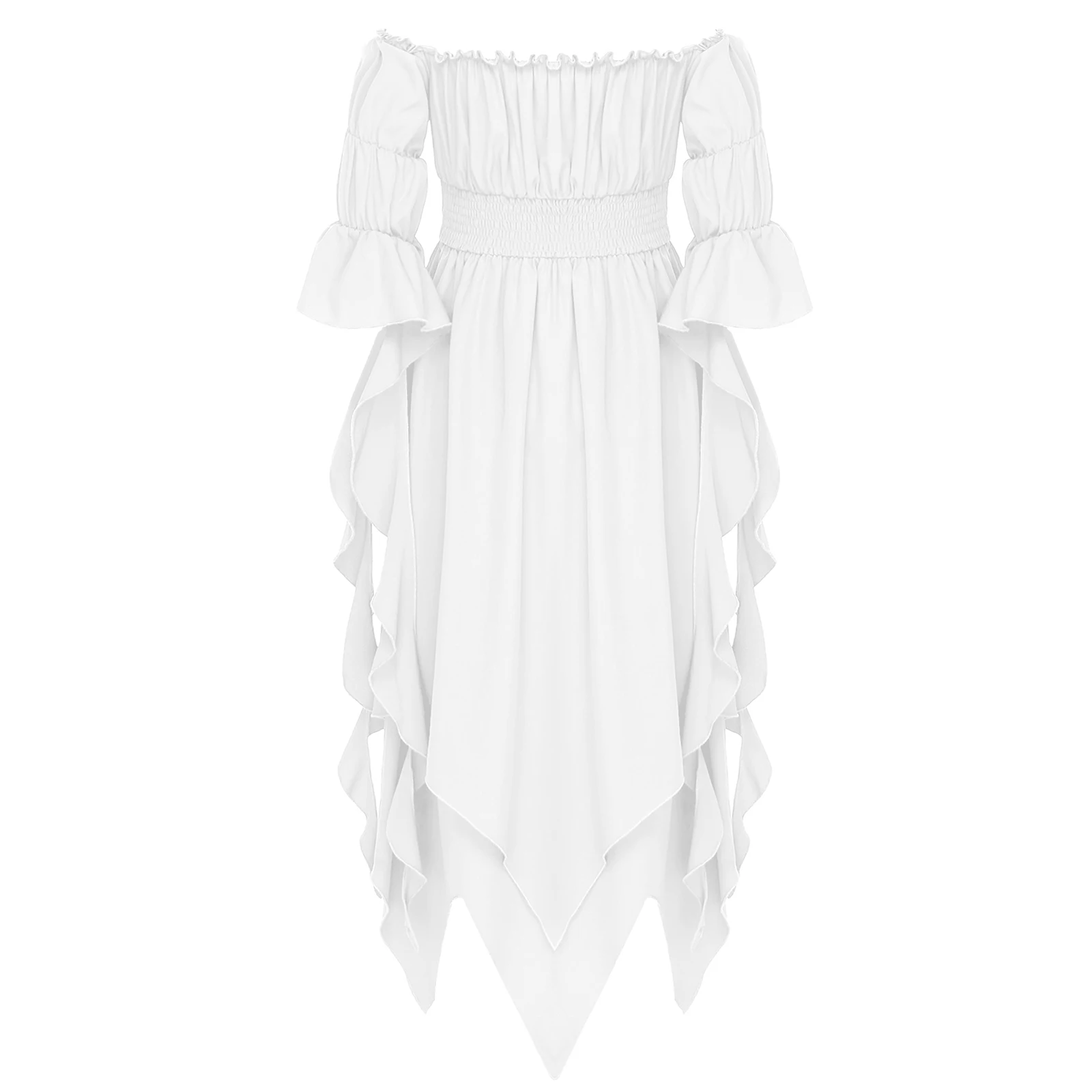 Girl Victorian Dress Renaissance Costume Medieval Gothic Dress Cold Shoulder 3/4 Sleeve Irregular Princess wedding Party Dress