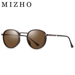 MIZHO Brand Driving Polarized Sunglasses Men Round Fashion COOL Plastic Titanium High Quality Sun Glasses Man UV Protection
