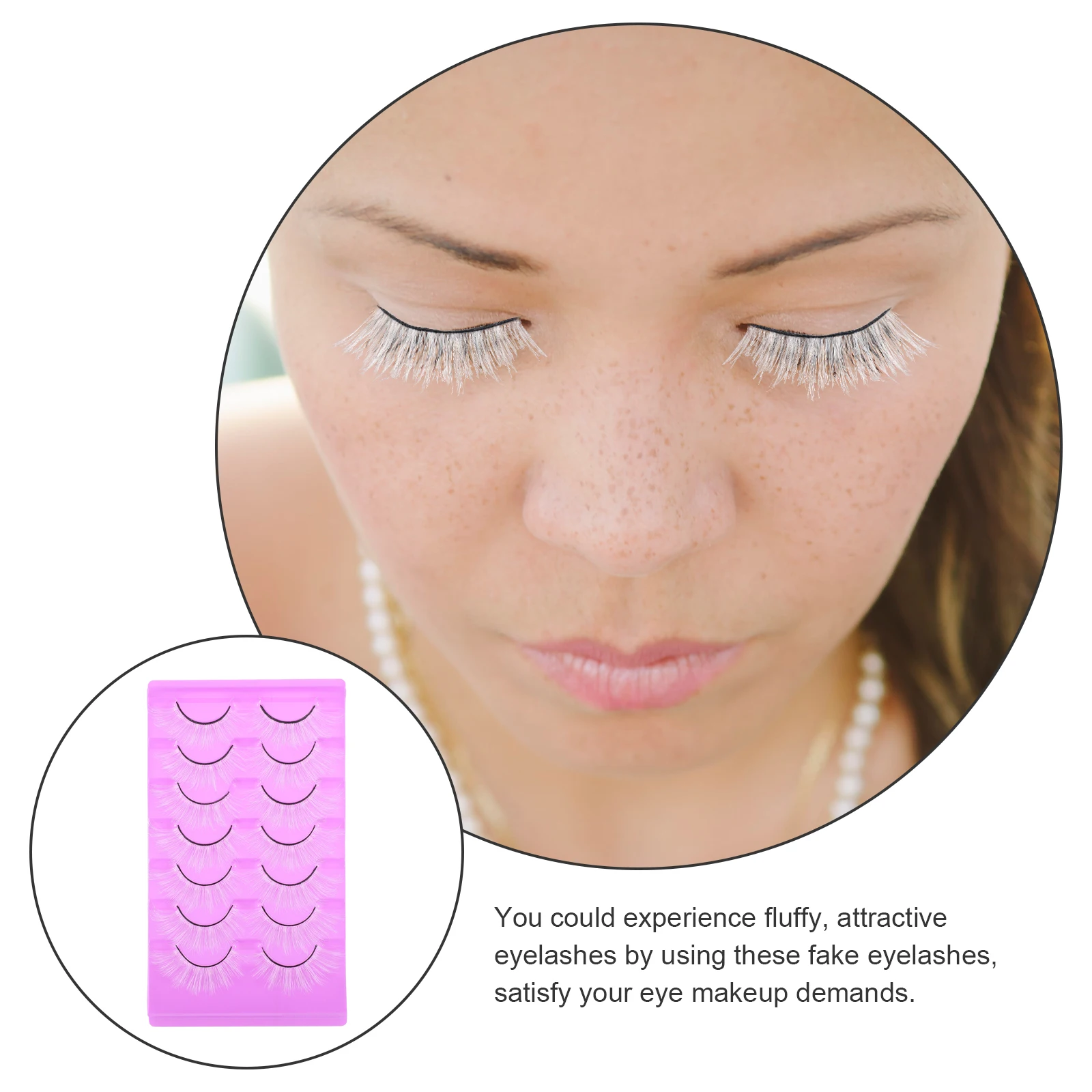 

7 Pairs Fake Eyelashes White Artificial False Natural Look European and American