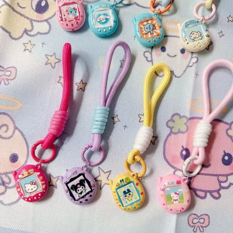 لطيف Tamagotchi الكرتون أنيمي المفاتيح الإبداعية النايلون الحبل للهواتف المحمولة والحقائب - هدية مثالية للصديقات