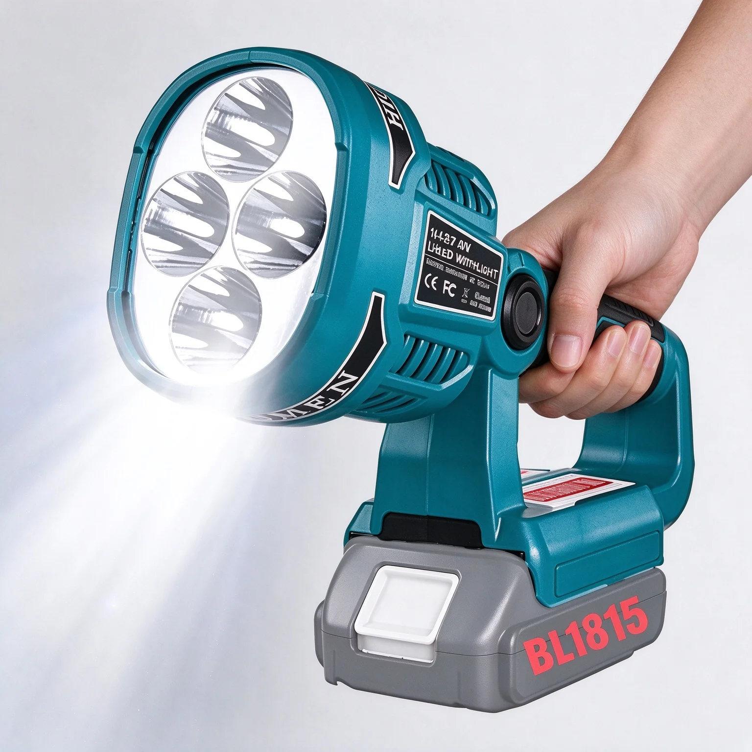 Portable LED Light Work For Makita BL1830 BL1430 Warning Spot Lamp Flashlight Torch For Bosch 14.4V 18V Li-ion Battery BAT618