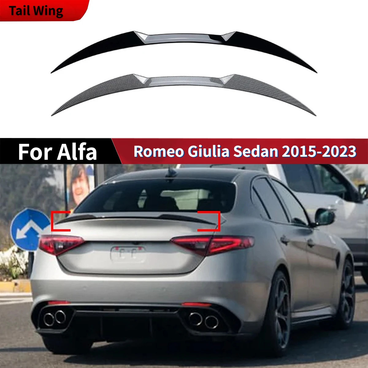 

For Alfa Romeo Giulia Sedan 2015-2023 Car Rear Trunk Roof Spoiler Wings Tail Trunk Wing Top Spoiler Wing Body Kits Protector