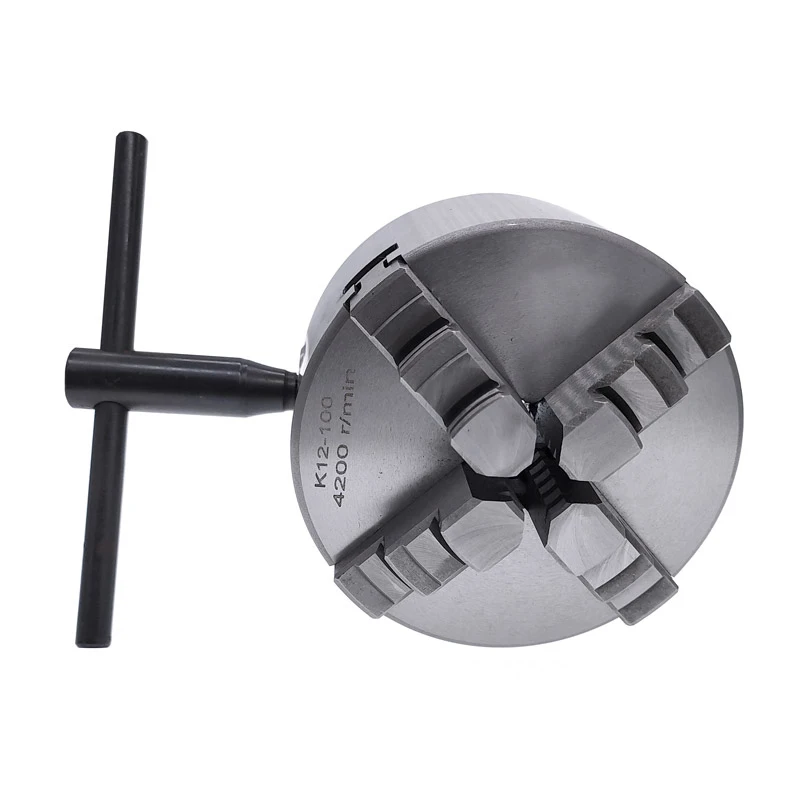 

K11-100 4-кулачковый самоцентрирующийся токарный патрон, токарный патрон для небольшого токарного станка из закаленной стали, два набора губок в комплекте K12-100