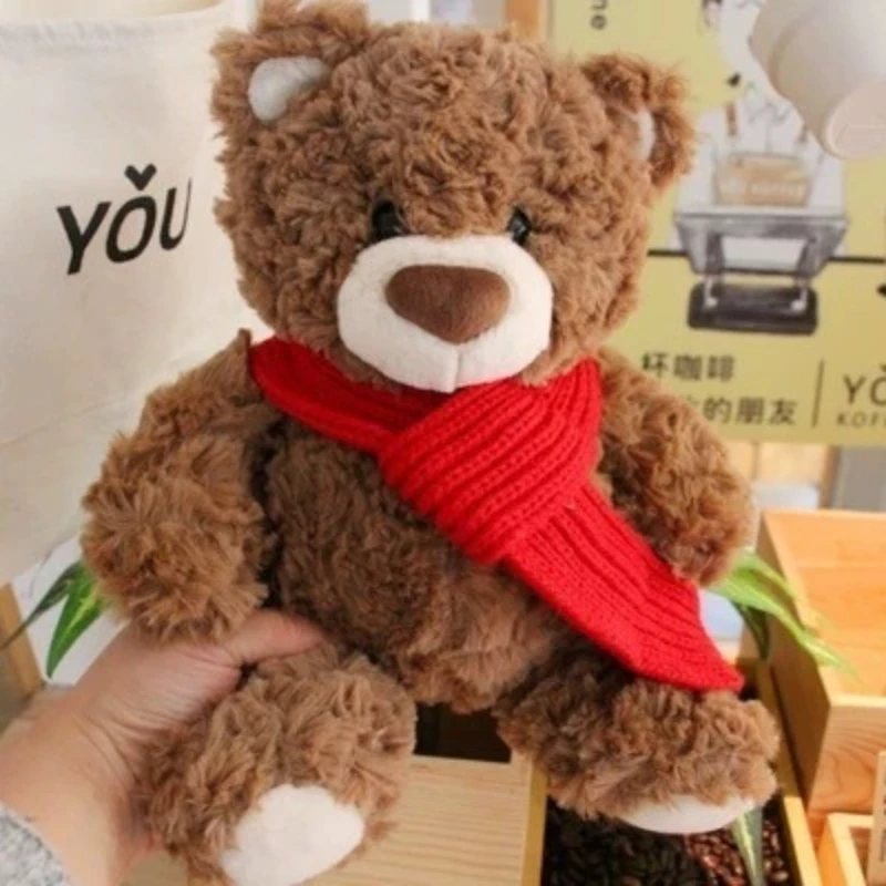 Lovely 16/25CM Bear Plush Toy Romantic Red Heart Rose Bear Doll Cute Soft Holding Flowers Bear Doll Home Decoration