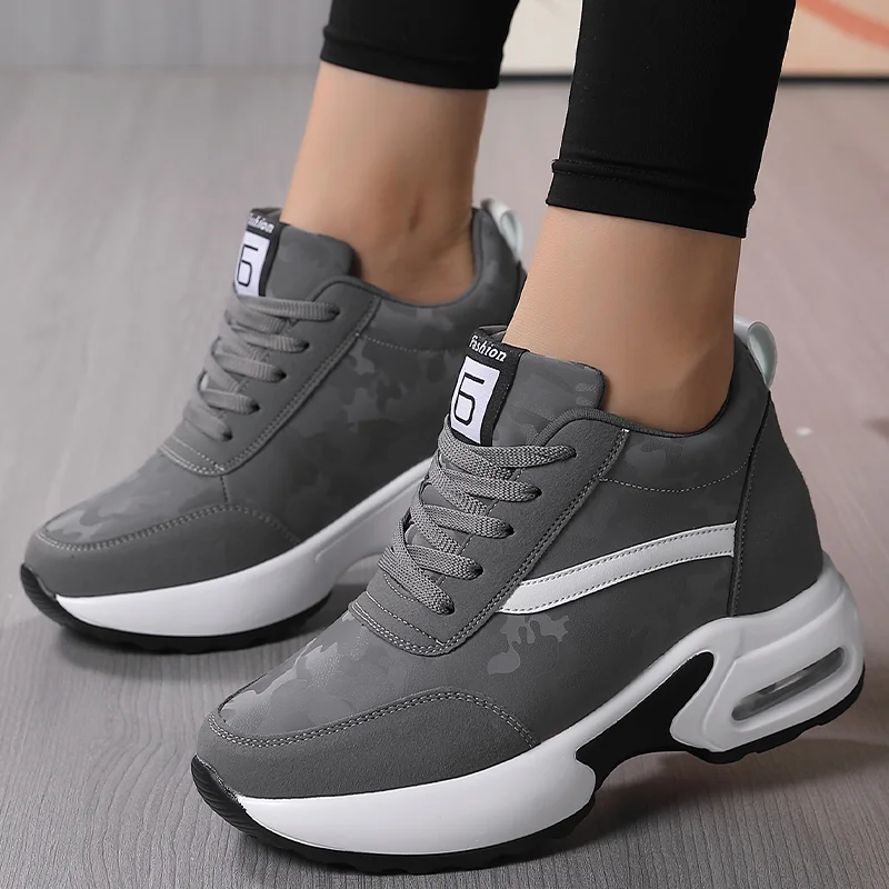 2024 Women Air Cushion Sneaker Insole Increase Height Brand Sport Shoes High Buttom Outdoor Daily Walking Shoes