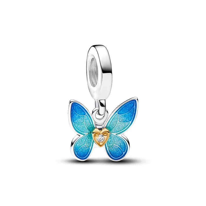 Colgante de mariposa de Plata de Ley 925, abalorio de Hada de mariposa, compatible con pulsera Pandora Original, regalo de joyería artesanal para mujer